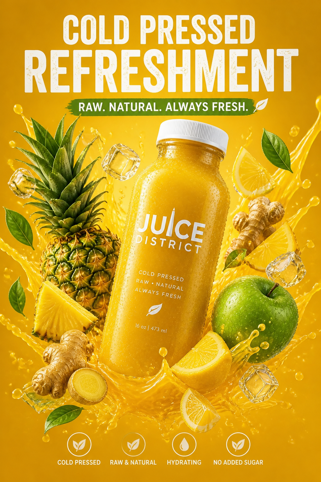 Pineapple Ginger — Cold Pressed Juice | 16 oz